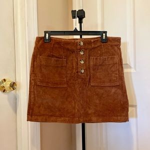 Buttoned Brown Corduroy Skirt